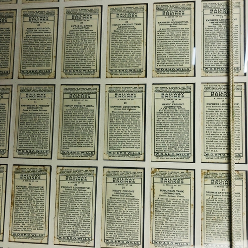 24 - Framed Collection of Wills's cigarette cards depicting Railway Engines.