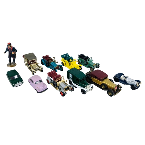 68 - Collection of die-cast and other Cars to include 1906 Rolls Royce. Matchbox and Corgi