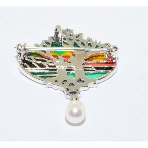 246 - A silver plique a Jour pendant brooch in the Tiffany style