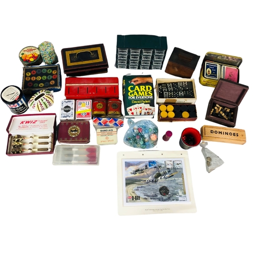 88 - Gaming and other assorted items to include vintage tins etc