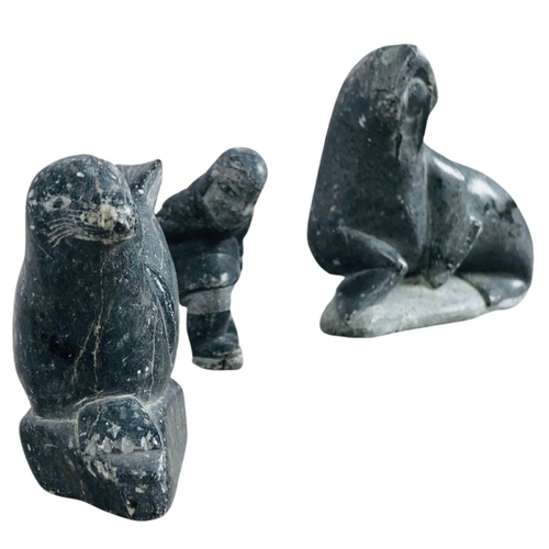 131 - Collection of stone  Inuit style carvings. Unsigned