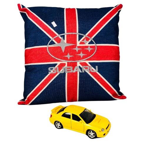 156 - Union Flag Subaru Cushion and Car 1/24 scale Subaru WRX