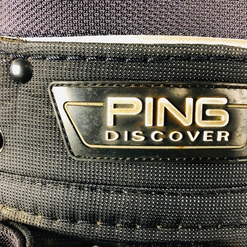 164 - PING Golf Bag and associated golfclubs. 7 PING and others. 7 iron to lob wedge, Cleveland 21 degree ... 