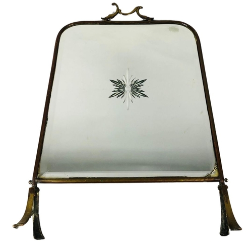 169 - Vintage Mirrored Fire Screen with central incised  decoration.