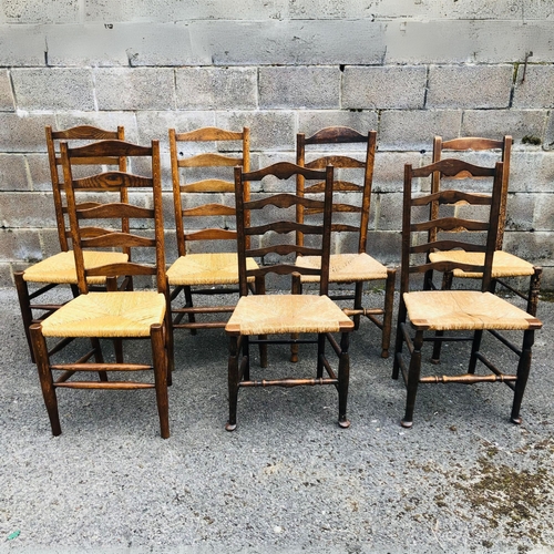 312 - Vintage & Antique Ladder Back Chairs x 7 with Rush Seating.