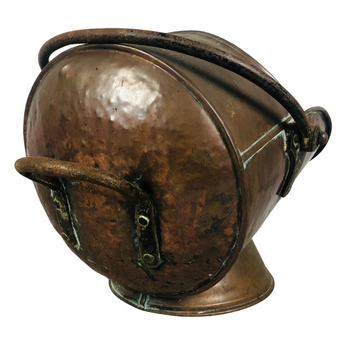 343 - Copper & Brass Helmet Shape Coal Bucket