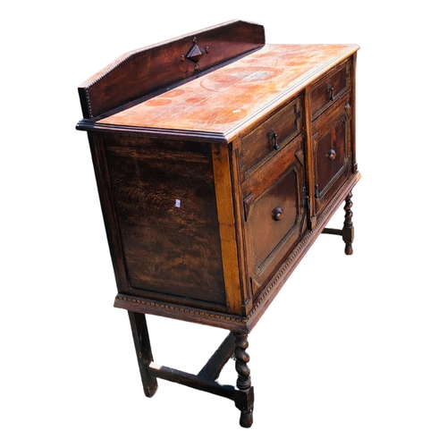 1 - Oak Sideboard with Barley Twist Legs C1930'sApprox height 97 x width 121cm