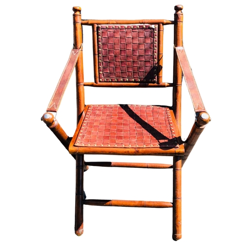 4 - Indonesian Mangowood and Leather fold up chair.