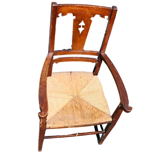 7 - Rush seated oak chair