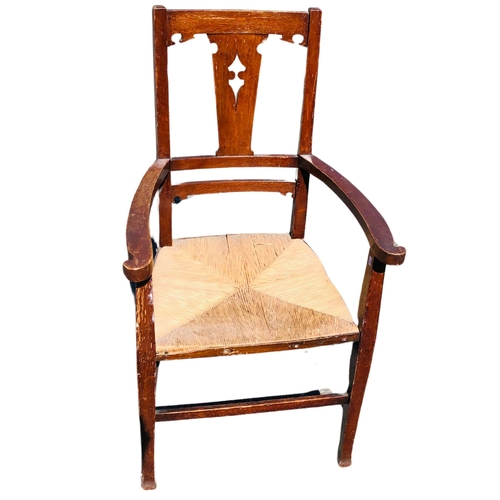 7 - Rush seated oak chair