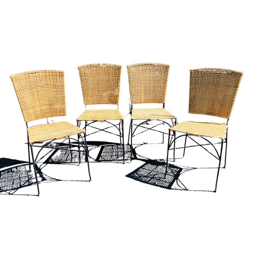 15 - 4 woven and metal framed chairs