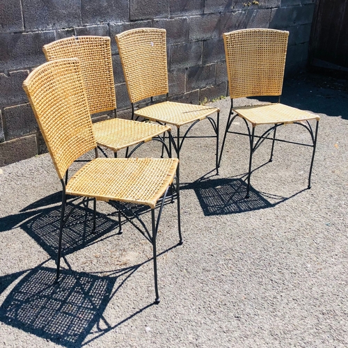 15 - 4 woven and metal framed chairs