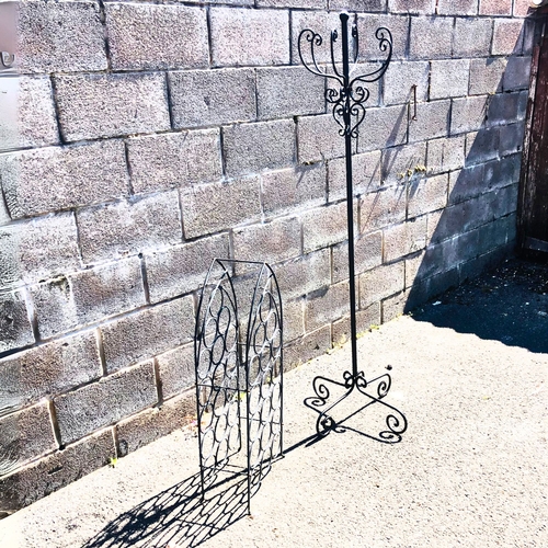 18 - Wrought Metal Coat/Hat Stand and Wine Rack