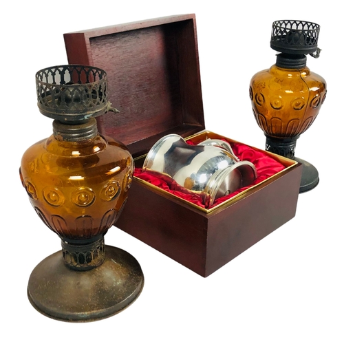 53 - Pair of oil lamps etc