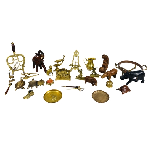 55 - Assortment of brass ware and collectibles