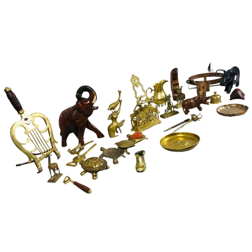 55 - Assortment of brass ware and collectibles