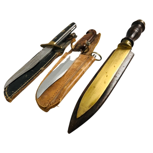 56 - 3 hunting style Knives in scabbards