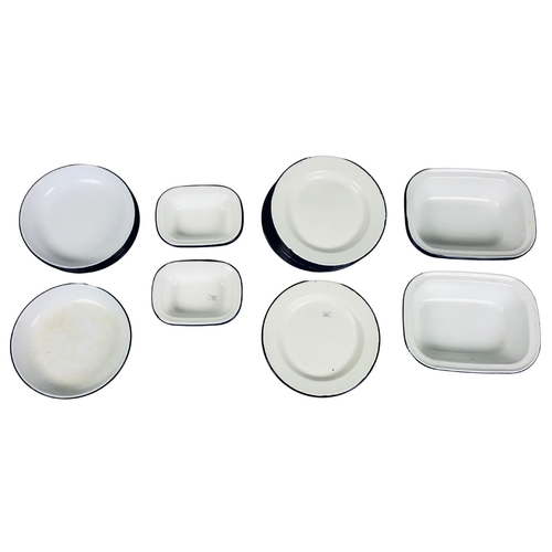 58 - Assortment of white enamel Dishes