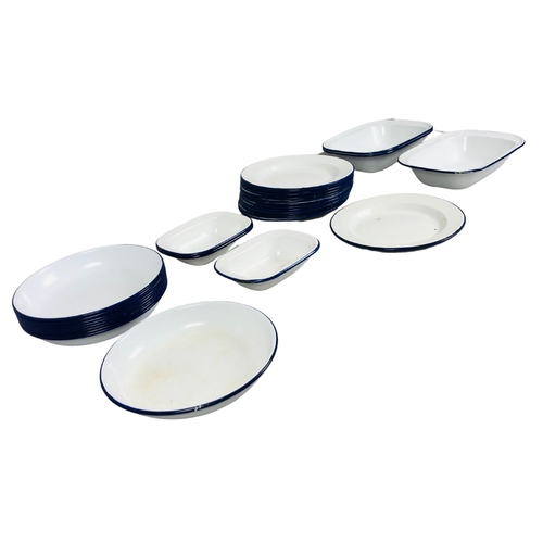 58 - Assortment of white enamel Dishes