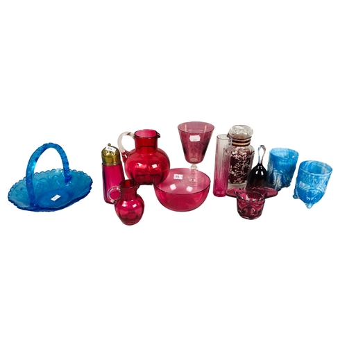 67 - Collection of Cranberry and other glass Victorian and later