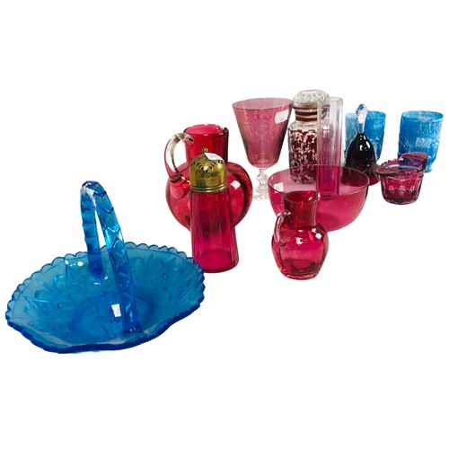 67 - Collection of Cranberry and other glass Victorian and later