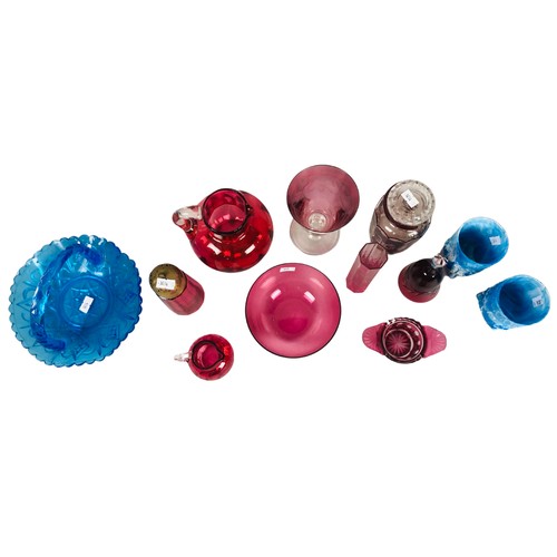 67 - Collection of Cranberry and other glass Victorian and later