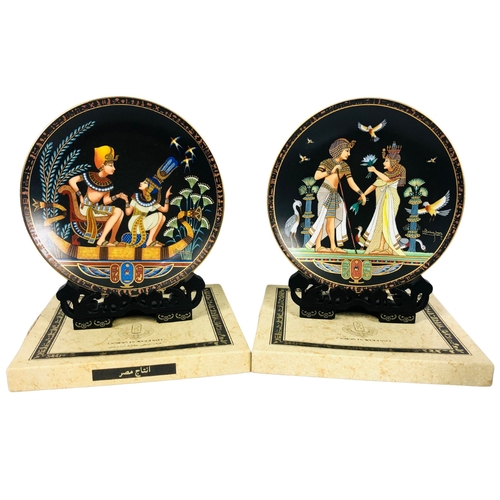 73 - Osiris Porcelain x 2 and 2 x Bradford Exchange Figural plates. All boxed with stands