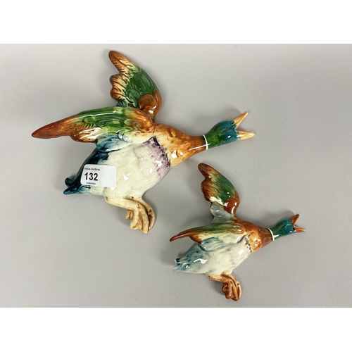 132 - A set of three Beswick flying ducks. Mallards.