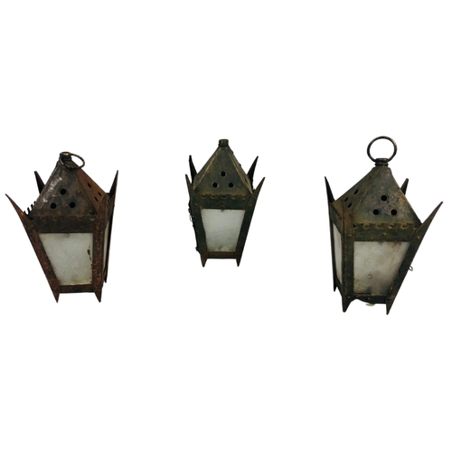 79 - 3 Vintage French Outdoor Tealight Lanterns