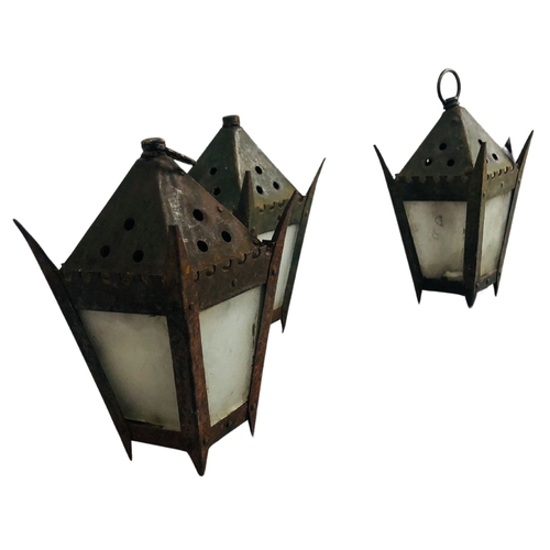 79 - 3 Vintage French Outdoor Tealight Lanterns