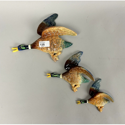 135 - A set of three Sylvac Flying wall ducks.