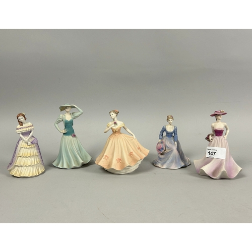 147 - A set of five Coalport bisque figurines.From the 'English Rose collection'