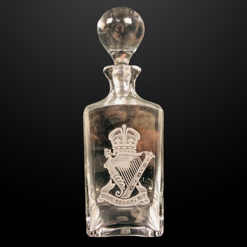 109 - Boxed New Heavily engraved Regimental Crystal Decanter and Glasses Including Irish Guards, London Ir... 