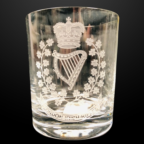 109 - Boxed New Heavily engraved Regimental Crystal Decanter and Glasses Including Irish Guards, London Ir... 