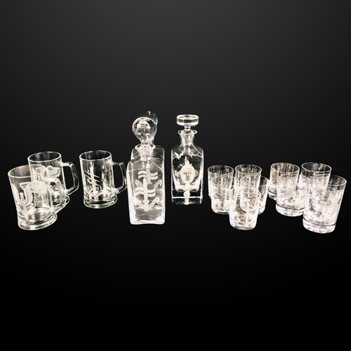 111 - Boxed New Heavily engraved Collection of Crystal Glasses mainly Special Forces Including SBS, SAS, S... 