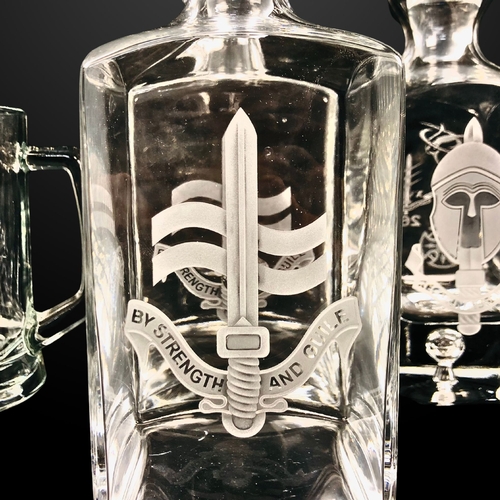 111 - Boxed New Heavily engraved Collection of Crystal Glasses mainly Special Forces Including SBS, SAS, S... 