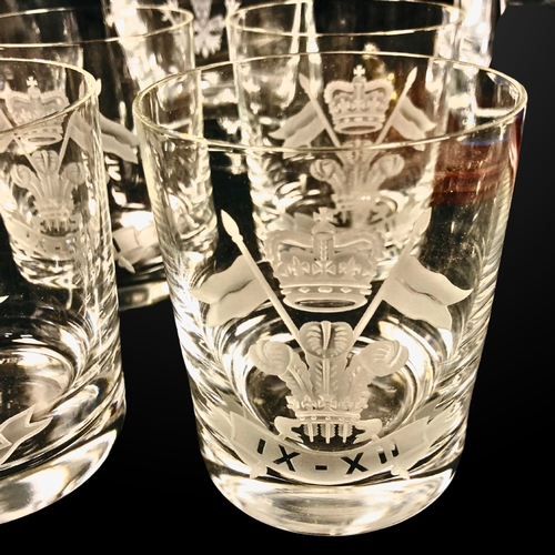 113 - Boxed New Heavily engraved Regimental Crystal Glasses including Rifles Battalion & Mercian Regim... 