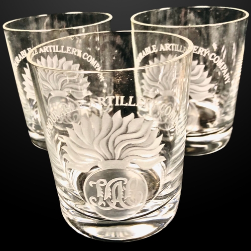 114 - Boxed New Heavily engraved Crystal Regimental Glasses including Ordnance, Artillery and Air Defence ... 