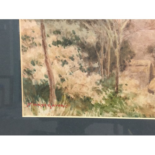 423 - Japanese Watercolour Signed - Y Hasegawa - Landscape Mountan and River Scene.Height 44cmWidth 60cm... 