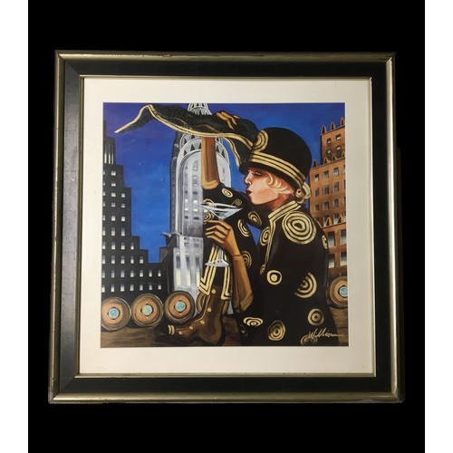 428 - Large Deco Style Print Framed and Glazed. With Artist Printed Signature Williams?Height 88cmWidth 85... 