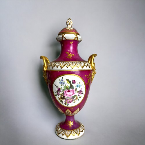 508 - A Chelsea porcelain vase & cover.Circa 1765. Probably painted by Robert Askew. Circular gilt fra... 