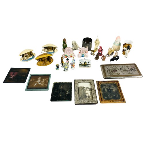 160 - Collection of Britains Toy Figurines, Dioramas, Antique Slides/Photographs and Silver Metal Cigarett... 