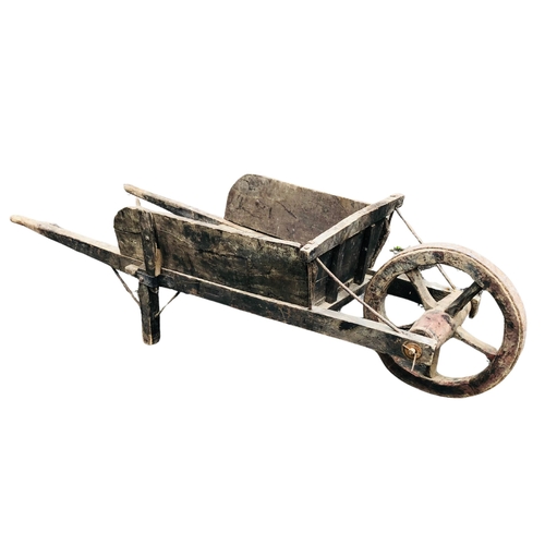 175 - Large Antique Wooden Wheelbarrow