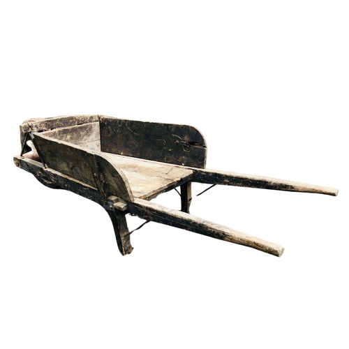 175 - Large Antique Wooden Wheelbarrow