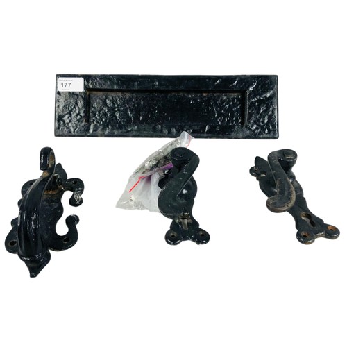 177 - Vintage Black Wrought Iron Door Furniture/Hardware.