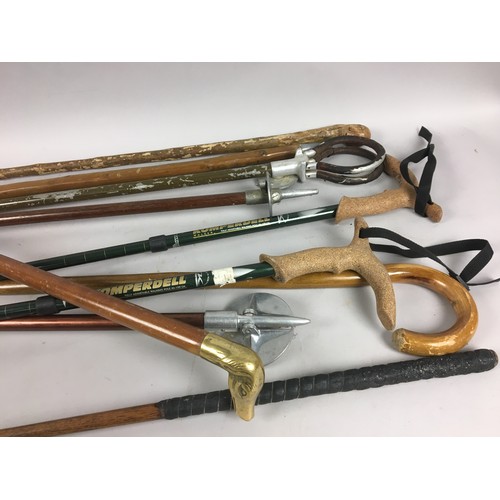 435 - Walking Sticks and Shooting Sticks Vintage and Later to include...An Early Blacksmith made Golf Club... 