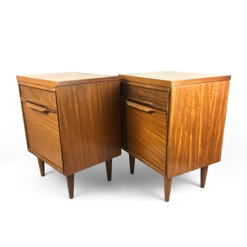 440 - Mid Century White & Newton Pair of Bedside Cabinets, Teak with Tambour Style Fronted drawers.Hei... 