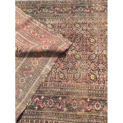 443 - Large 19th Century Rug in the Persian Style, Country House Chic. Rare Survivor.Length 395cm Width 15... 