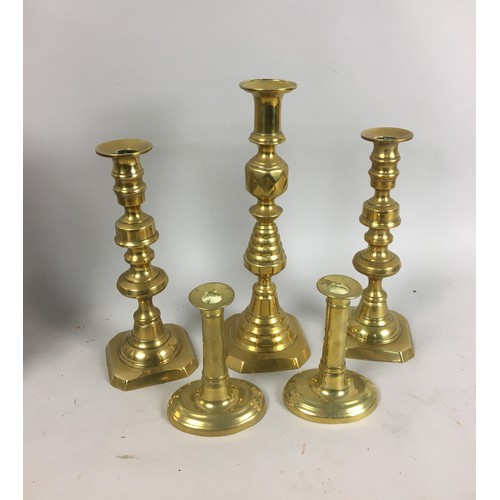 444 - Antique and later interesting collection of Metalwares - Victorian Brass Beehive Candlesticks, 1950'... 