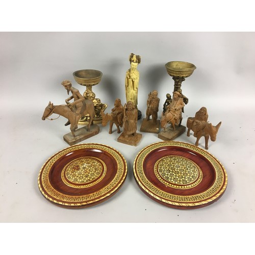 448 - Vintage Carved Wood Figurines and other items...